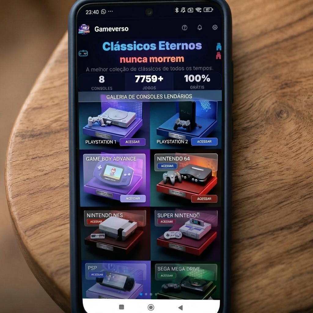 Gameverso — tela inicial com todos os consoles